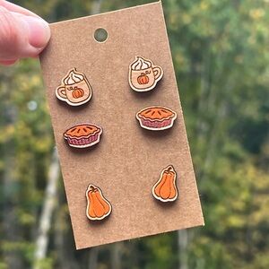 Laser Engraved Wood Earrings - Studs